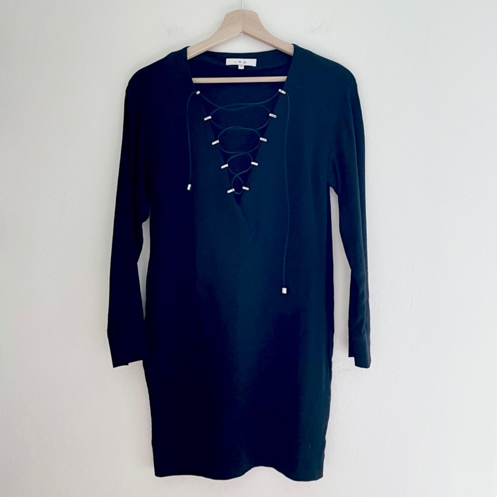 IRO Anicie Black Wool Blend Long Sleeve Mini Dress Size 34 - Picture 1 of 11